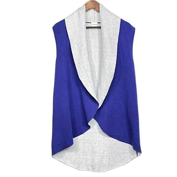 Chico's Open Front‎ Circle Sleeveless Cardigan Sweater Blue Tight Knit - Picture 1 of 10
